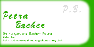 petra bacher business card